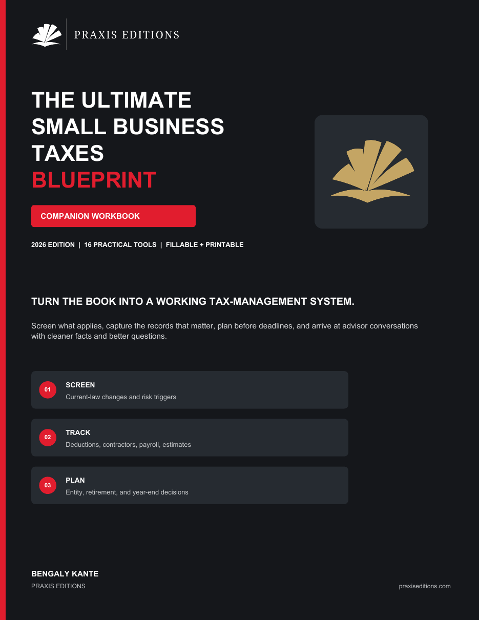 First page of The Ultimate Small Business Taxes Blueprint companion workbook